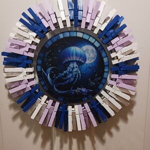 Oceanic Jellyfish Wall Art with Blue, Purple, and White Accents. Bundle Of 3.